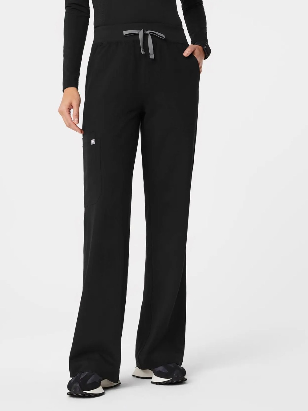 Figs Black Wide-Leg Drawstring Scrub Pants